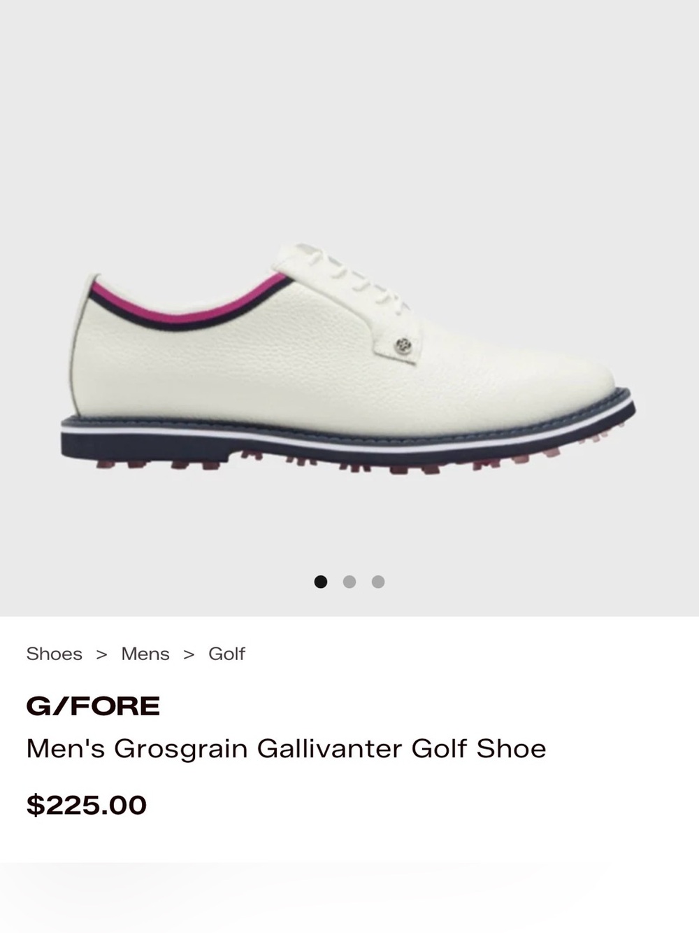 G/FORE White Golf Sneaker with Pink and Black Trim